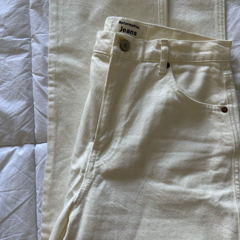 Reformation Cream Flare & Wide Leg Jeans
